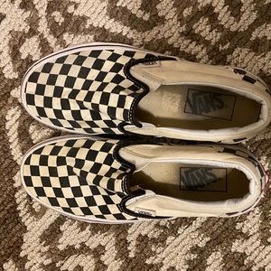 Checkered slip on vans